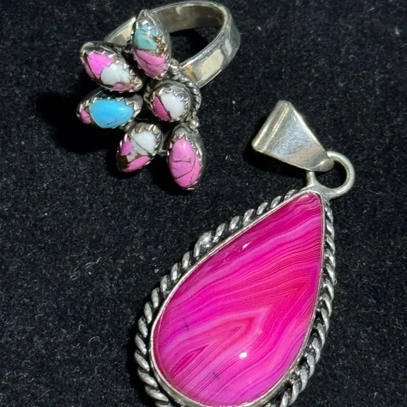 Sterling silver ring cotton candy turquoise sz 6 - Picture 4 of 4